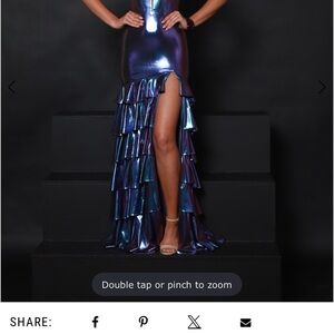 Iridescent Evening Gown with Ruffle Detail